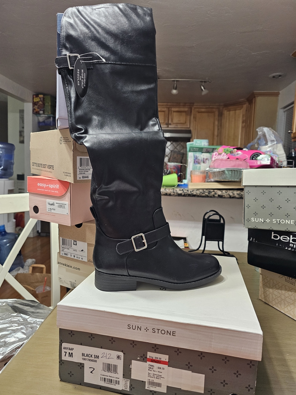 Sun + Stone Black Over-the-Knee Buckle Riding Boot